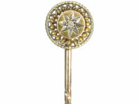 Victorian 15ct Gold Round Tie Pin set with a Rose Diamond