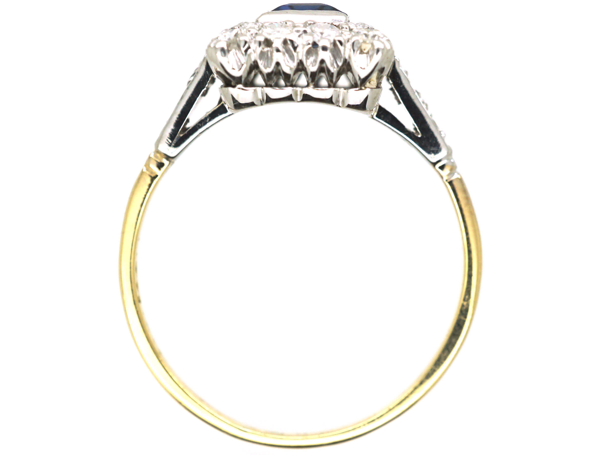 Art Deco 18ct & Platinum, Sapphire & Diamond Rectangular Ring with ...