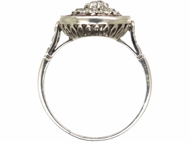 Art Deco Platinum, Ruby & Diamond Target Ring