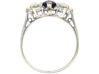 18ct White Gold & Platinum, Three Stone Sapphire & Diamond Ring