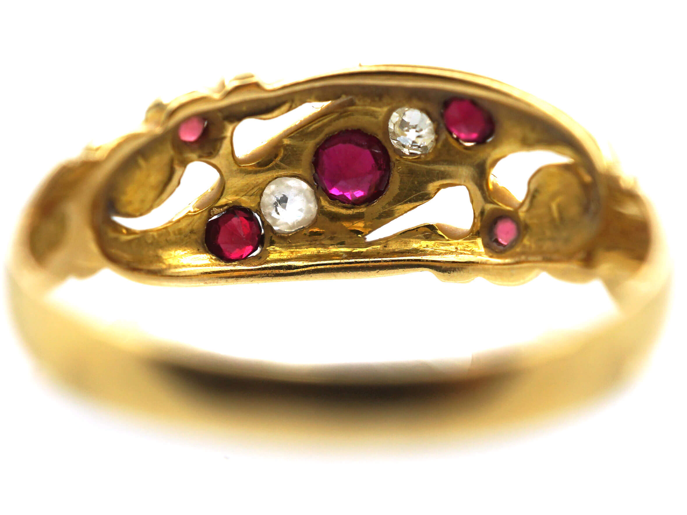 Edwardian 18ct Gold, Ruby & Diamond Crossover Ring (437N) | The Antique ...