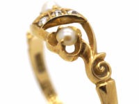 Edwardian 18ct Gold Natural Pearl & Diamond Ring