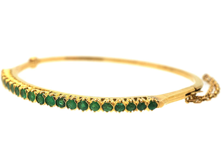 Art Deco 18ct Gold & Emerald Bangle