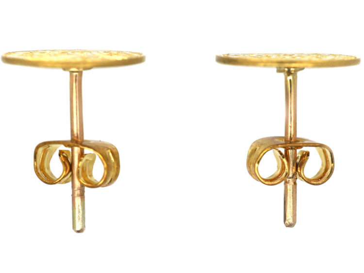 Victorian 15ct Gold Round Engraved Earrings