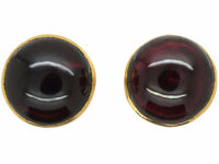 Victorian 15ct Gold Cabochon Garnet Round Earrings