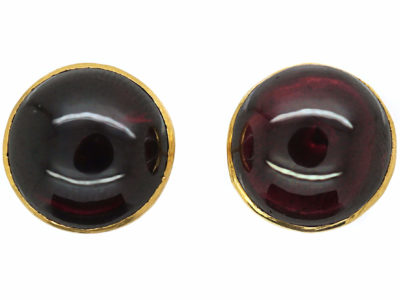Victorian 15ct Gold Cabochon Garnet Round Earrings