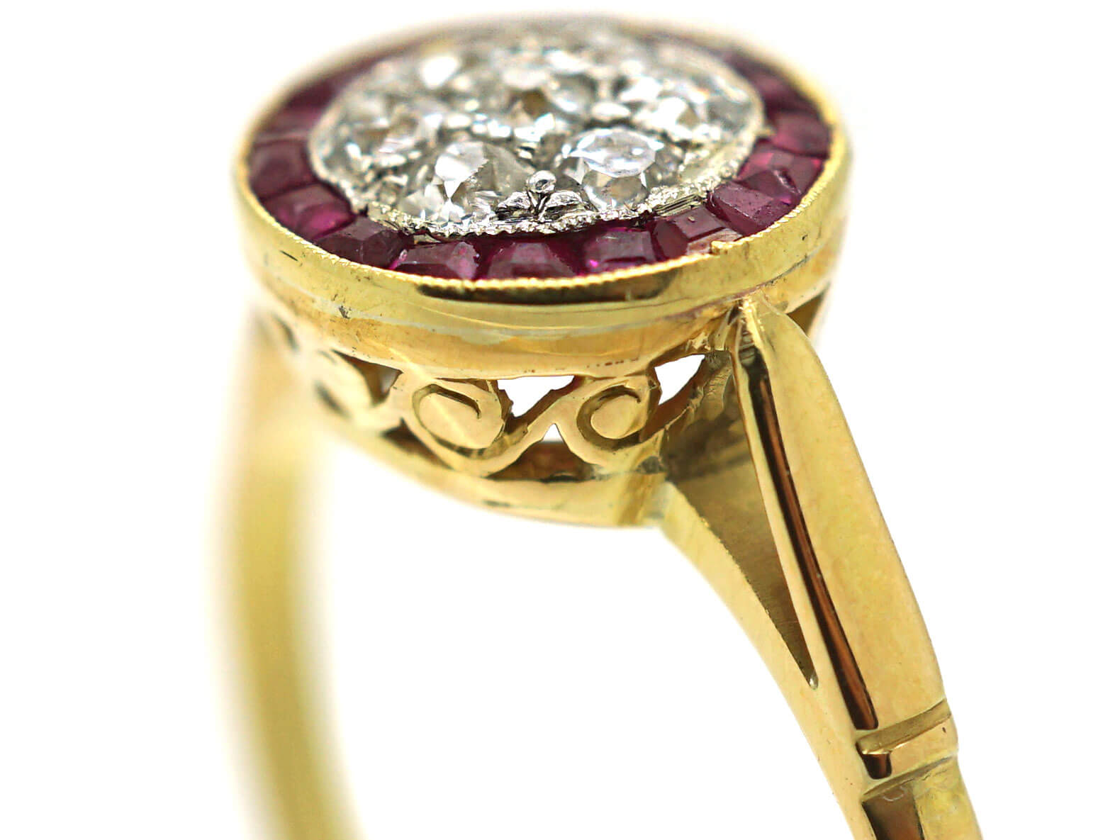 Art Deco 18ct Gold & Platinum, Ruby & Diamond Target Ring (228N) | The ...