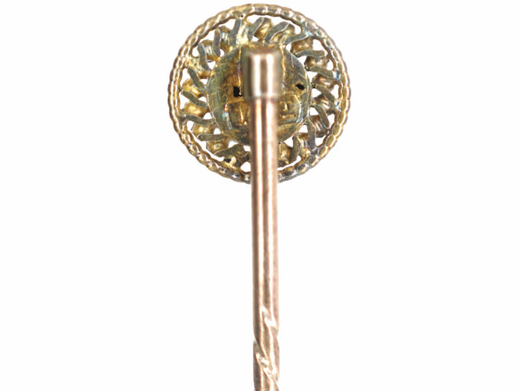 Victorian 15ct Gold Round Tie Pin set with a Rose Diamond