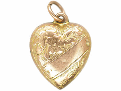 Edwardian 9ct Gold Heart Shaped Pendant