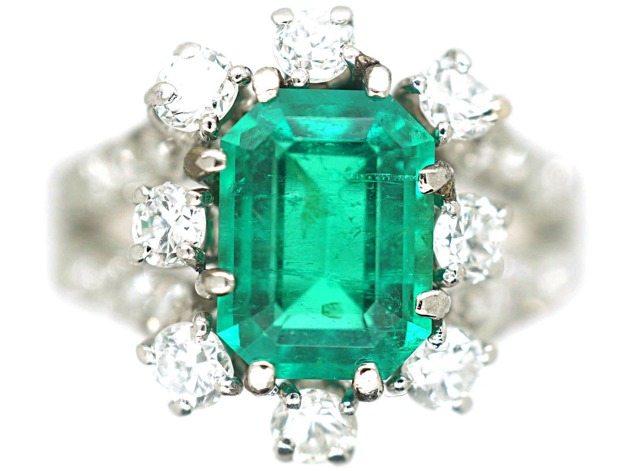 Art Deco Diamond and Emerald Ring - FD Gallery