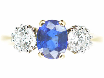 18ct Gold, Sapphire & Diamond Three Stone Ring