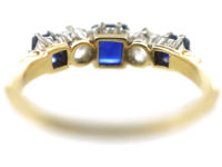 Edwardian 18ct Gold, Sapphire & Diamond Five Stone Ring