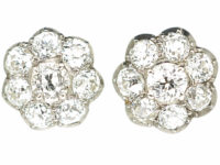Art Deco 18ct White Gold Diamond Cluster Earrings