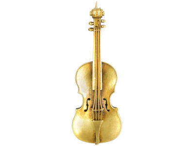 Victorian 15ct Gold Violin Brooch