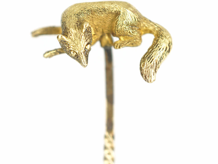 Victorian 15ct Gold Fox Tie Pin (223N) | The Antique Jewellery Company