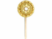 Victorian 15ct Gold & Natural Split Pearl Round Tie Pin