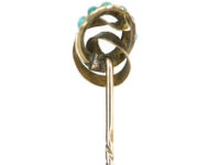 Victorian 9ct Gold & Turquoise Swirl Design Tie Pin
