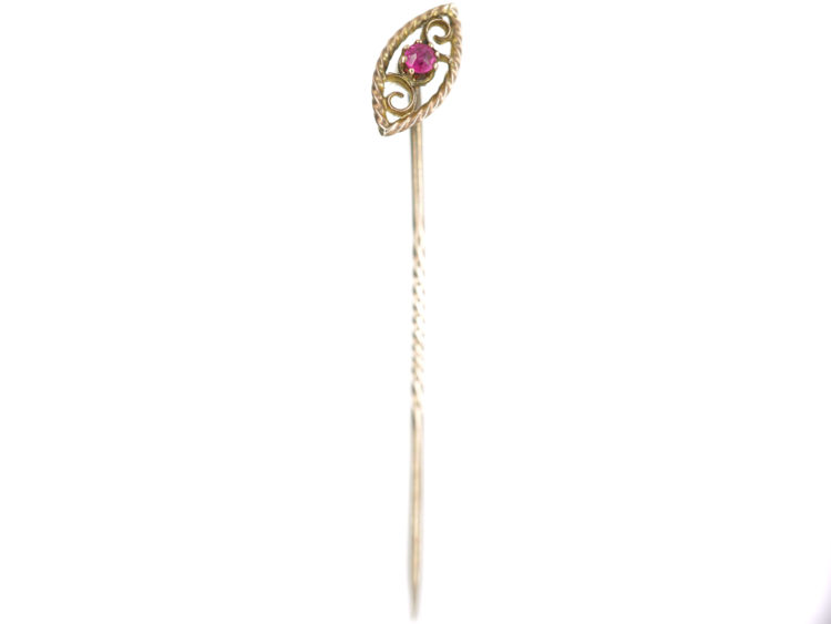 Victorian 9ct Gold Slanting Ruby Eye Design Tie Pin