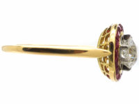 French Art Deco 18ct Gold, Ruby & Diamond Target Ring