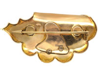 Victorian 18ct Gold Enamelled Cherub in Rose Diamond Set Coracle Brooch
