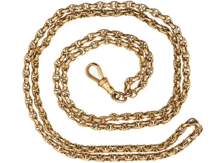 Victorian 9ct Rose Gold Ornate Chain with Dog Clip