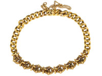 Edwardian 15ct Gold Cabochon Sapphire & Natural Pearl Bracelet