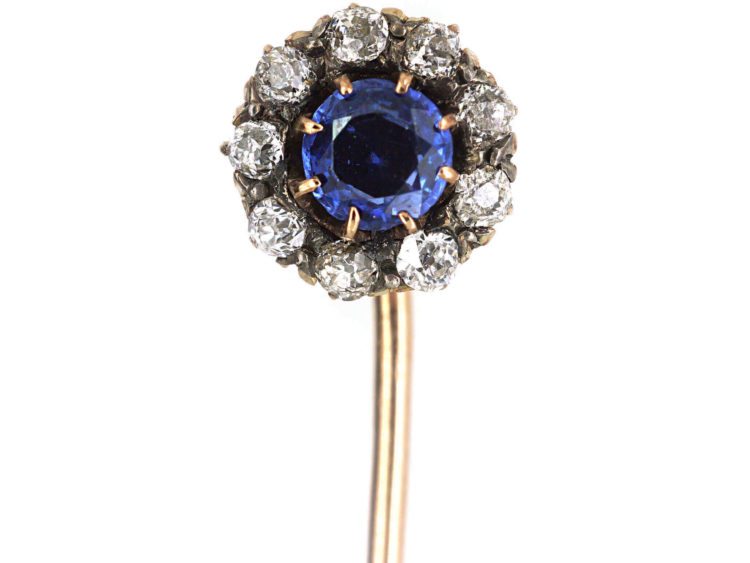 Edwardian Sapphire & Diamond Cluster Tie Pin