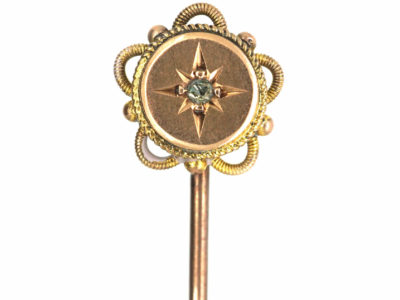 Victorian 9ct Gold & Rose Diamond Round Tie Pin