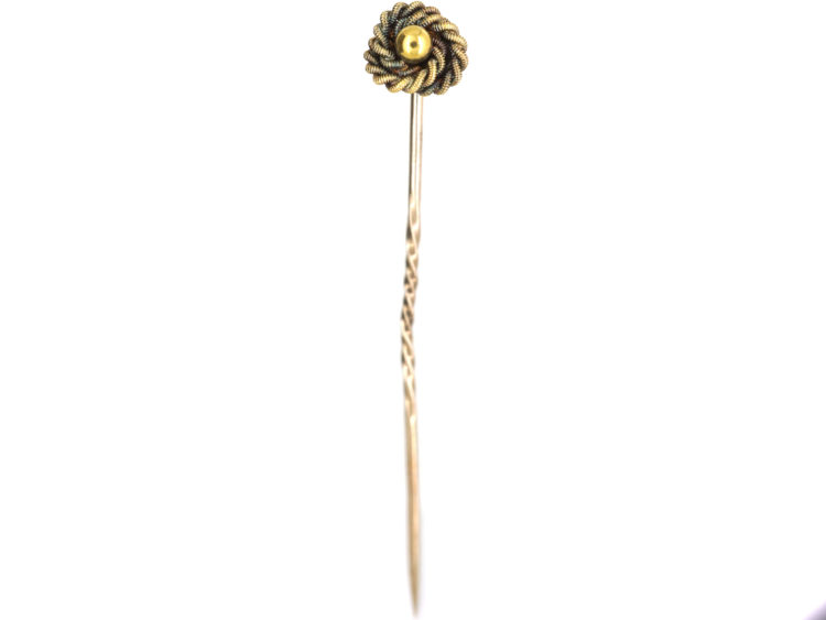 Victorian 15ct Gold Rope & Bobble Tie Pin