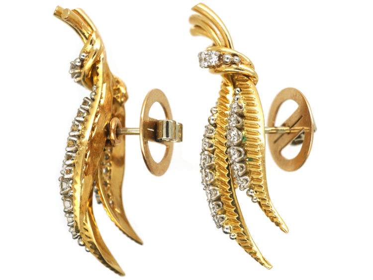 18ct Gold & Diamond Leaf Earrings