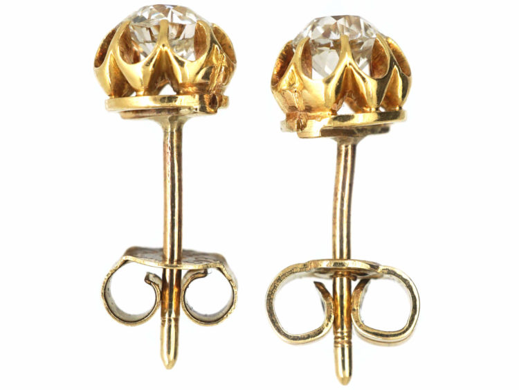 Edwardian 18ct Gold Diamond Solitaire Earrings