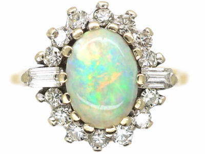 18ct Gold Opal & Diamond Cluster Ring