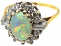 18ct Gold Opal & Diamond Cluster Ring