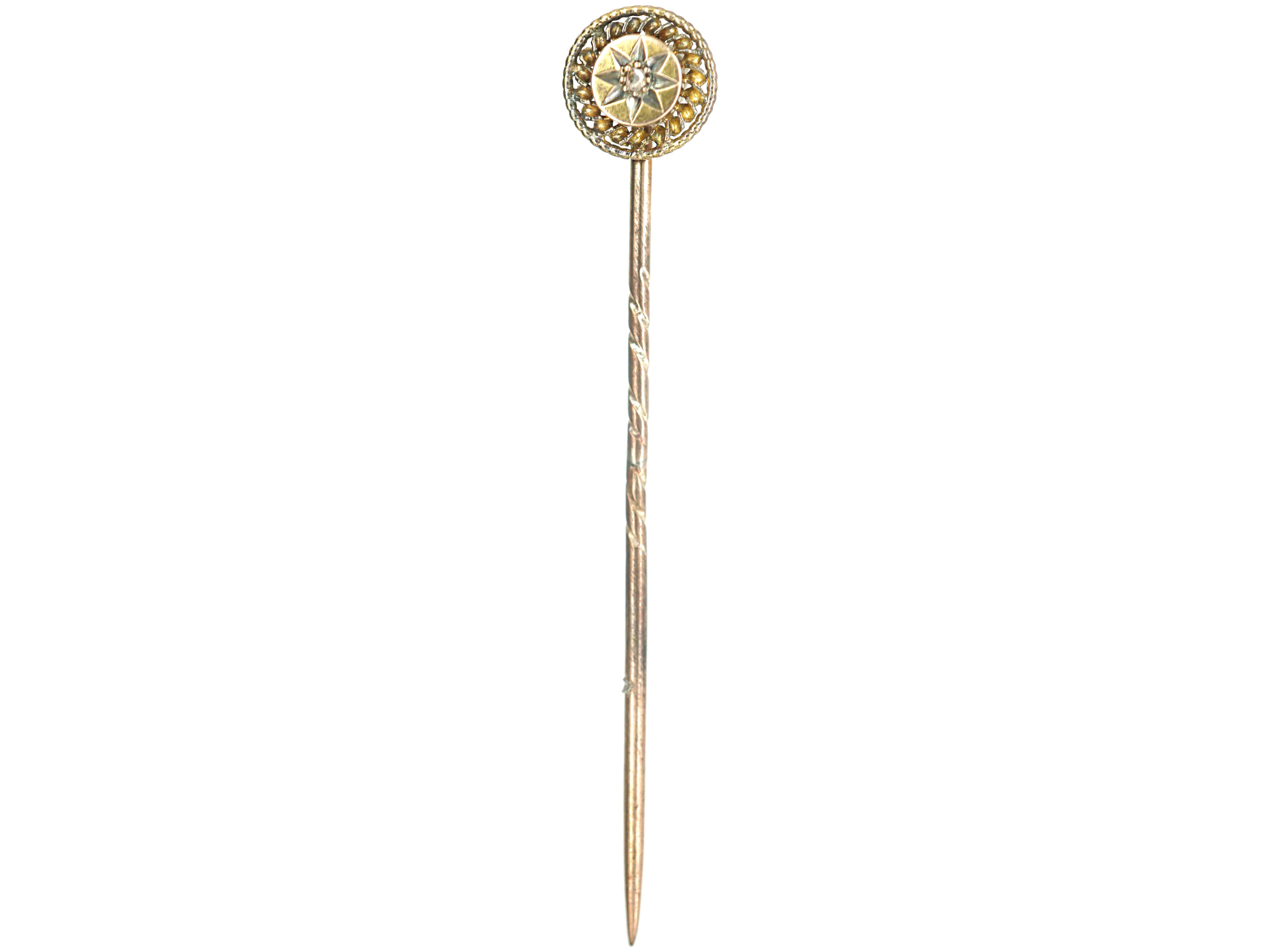 Victorian 15ct Gold Round Tie Pin set with a Rose Diamond (29/G) | The ...