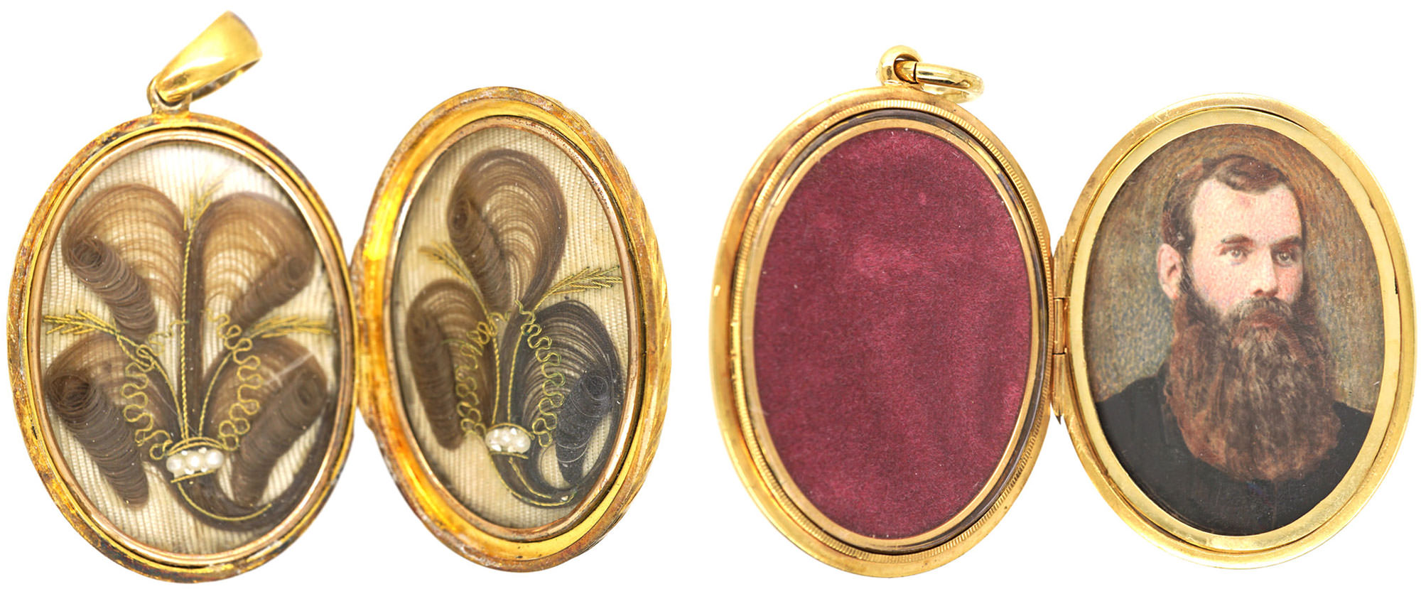 Locks of hair and a lover's portrait can be found in lockets