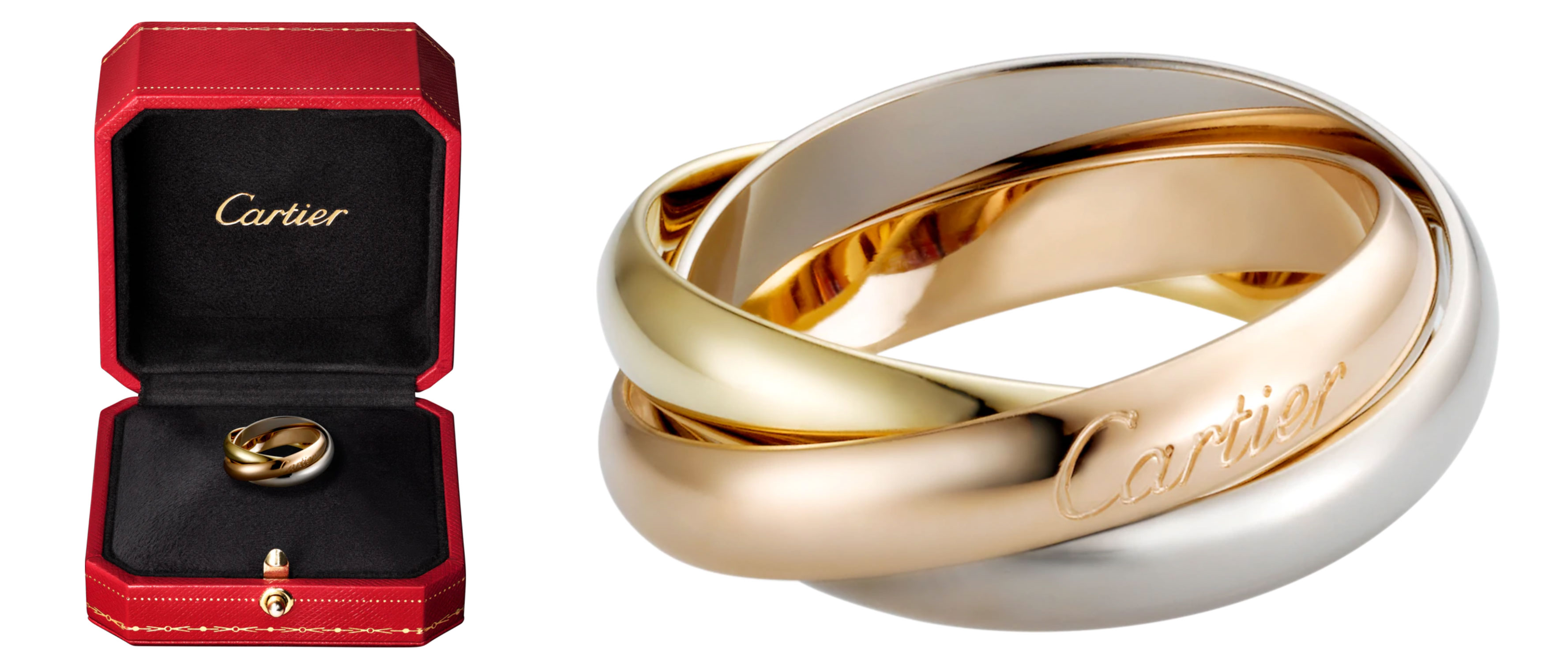 A Cartier Three Colour Gold Russian Wedding Ring