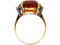 Retro 18ct Gold Diamond & Madeira Citrine Ring