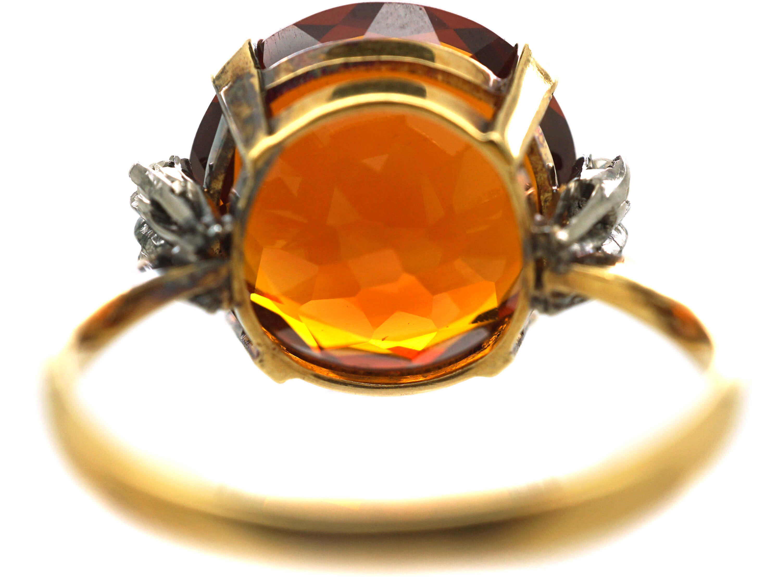 Retro 18ct Gold Diamond & Madeira Citrine Ring (334N) | The Antique