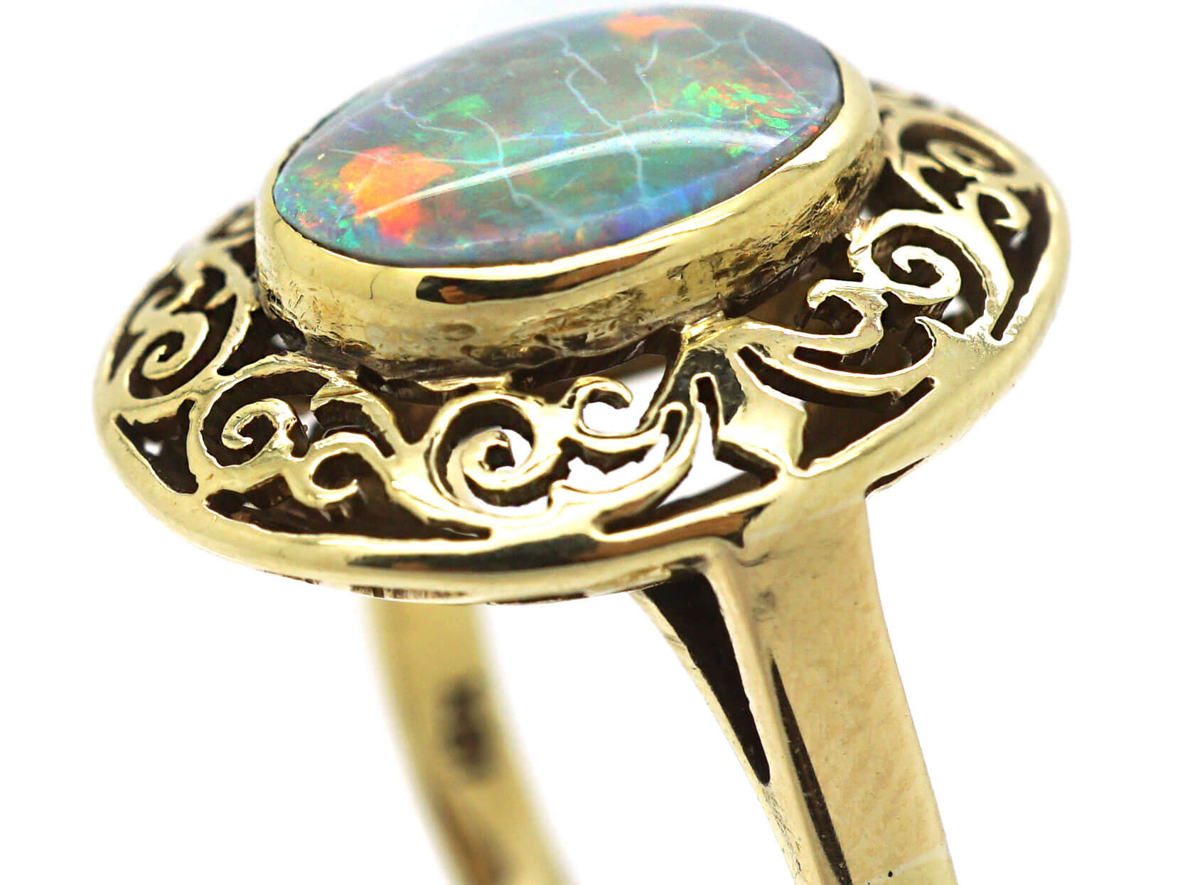Art Nouveau 18ct Gold & Opal Ring (369N) | The Antique Jewellery Company