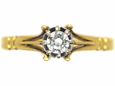 Edwardian 18ct Gold, Diamond Solitaire Ring