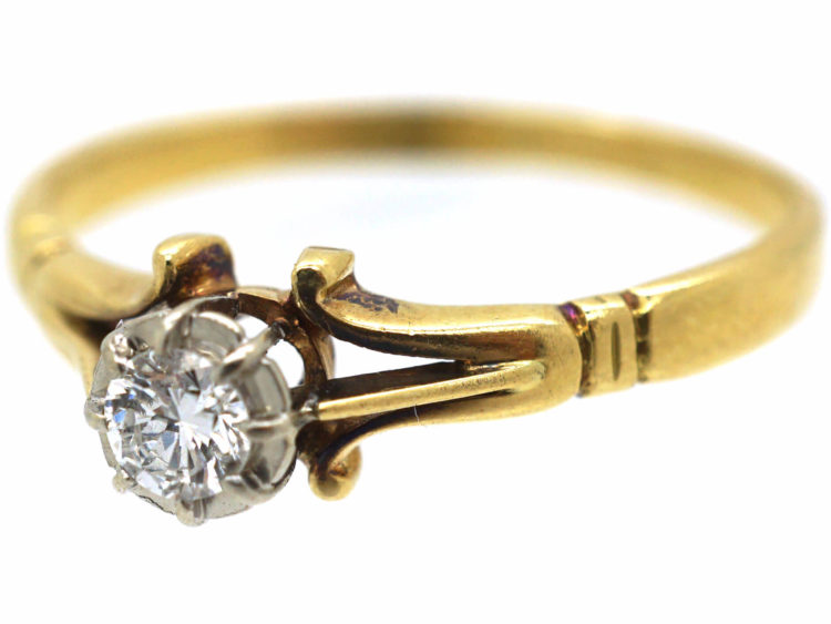 Edwardian 18ct Gold, Diamond Solitaire Ring