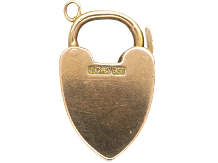 Edwardian 9ct Rose Gold Heart Shaped Padlock with Keyhole Detail