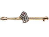 Edwardian 9ct Gold, Rose Diamond & Ruby Snipe's Head Brooch