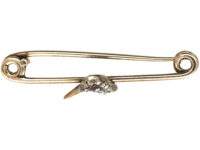 Edwardian 9ct Gold, Rose Diamond & Ruby Snipe's Head Brooch