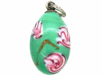 Russian Silver & Spun Glass Egg Pendant