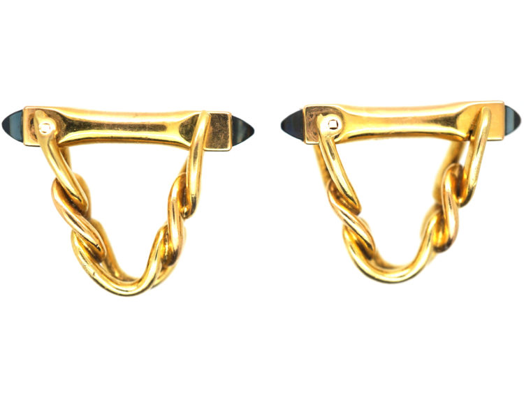 French 18ct Gold Cufflinks set with Sapphires