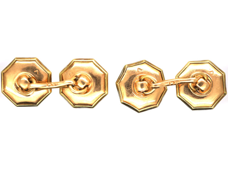 Art Deco 14ct Gold, Onyx & Natural Split Pearl Octagonal Cufflinks