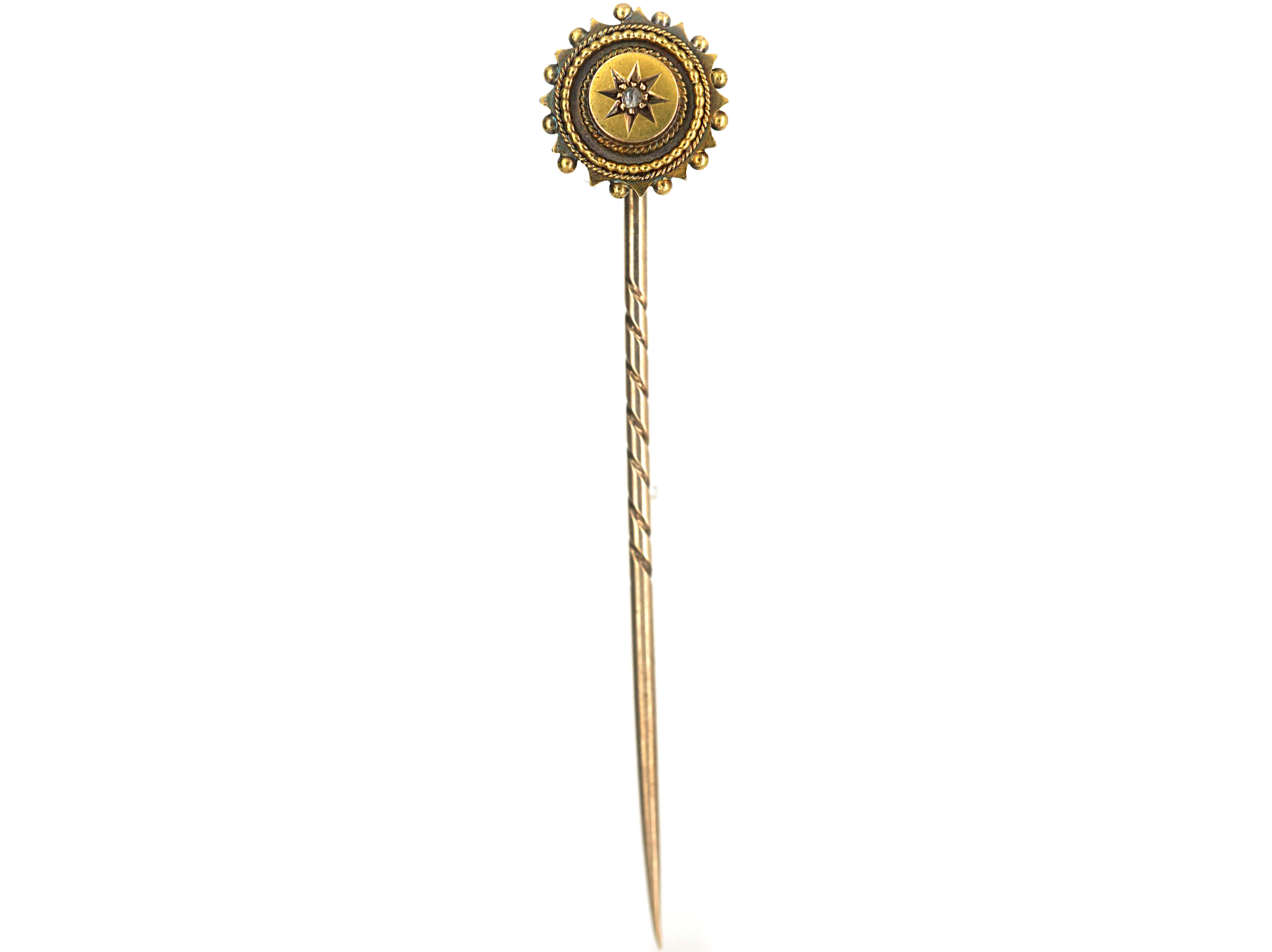 Victorian 15ct Gold Round Tie Pin set with a Rose Diamond (25/G) | The ...