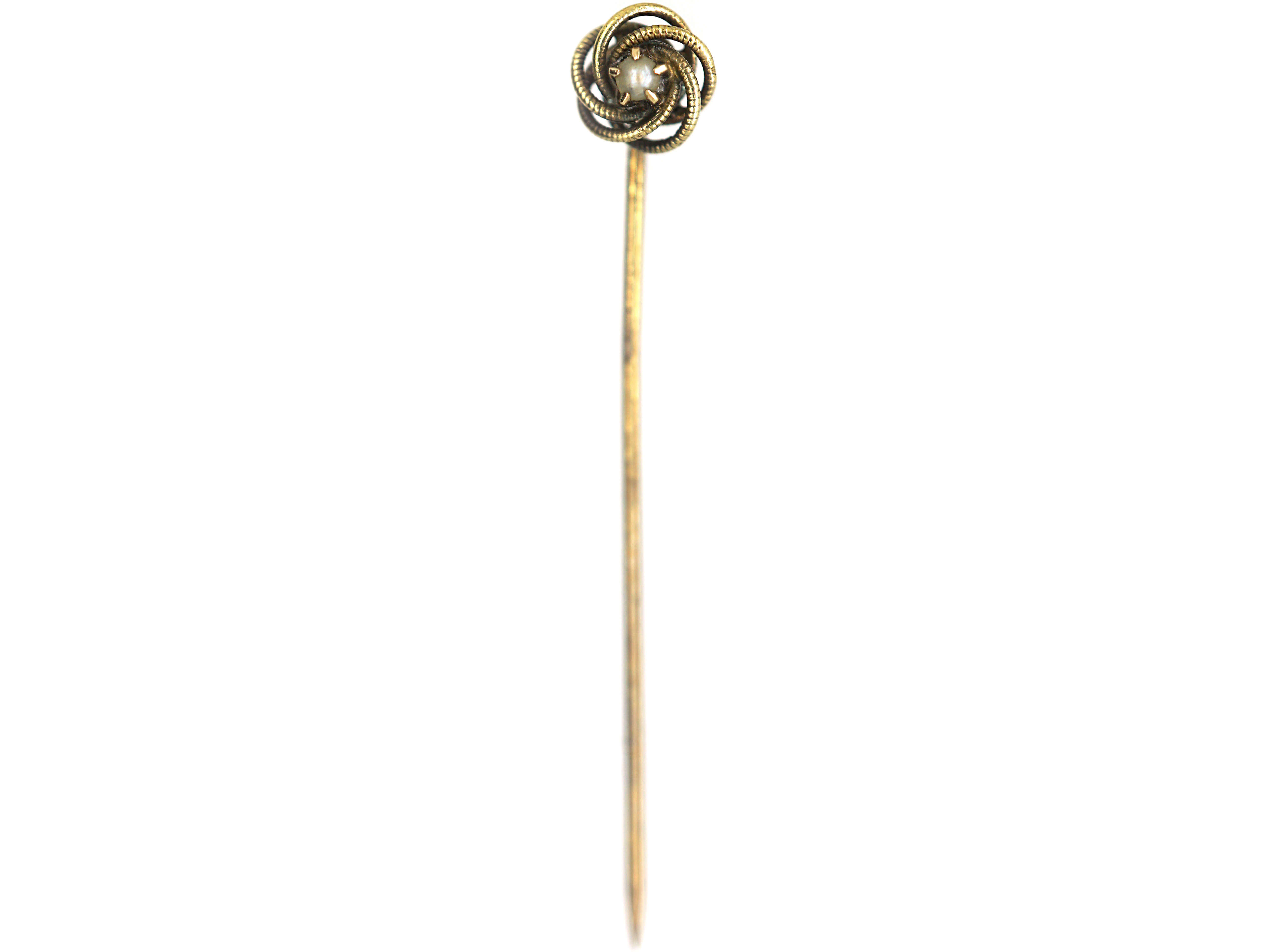 Early 20th Century 14ct Gold Coiled Design Tie Pin set with a Pearl (51 ...