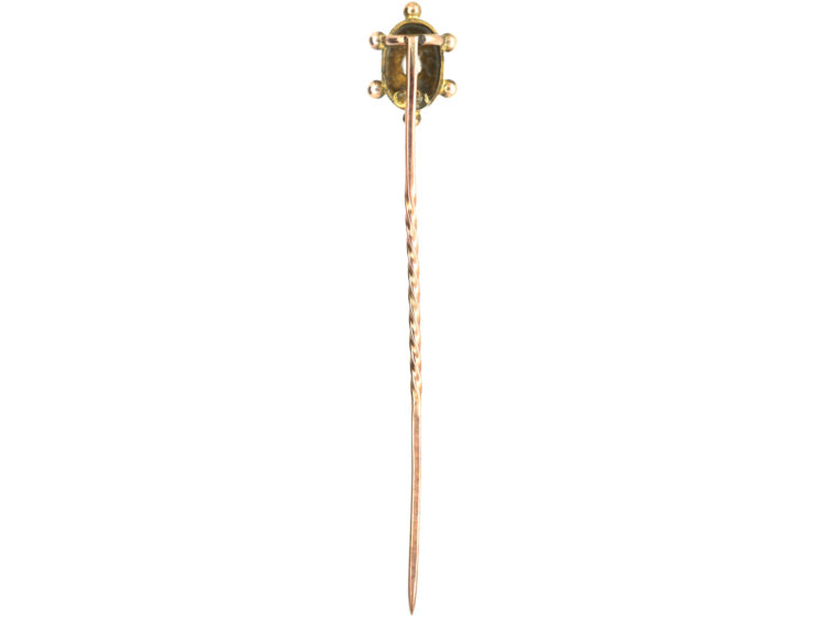 Victorian 9ct Gold Oval Shaped Tie Pin set with a Diamond